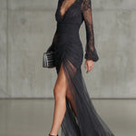 Dark Gray Lace Long-Sleeve Maxi Dress – Megan Dallas (2)