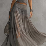 Gray Lace Top & Pleated Maxi Skirt Set – Megan Dallas (4)