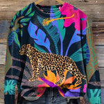 Round Neck Sweater with Stylish Print — 2