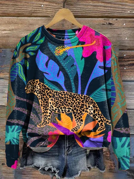 Round Neck Sweater with Stylish Print — 2