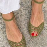 Isadora | Woven Metallic Sandals