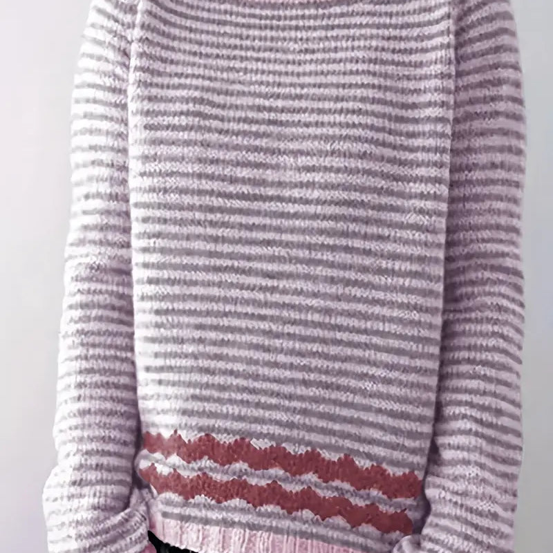 Women's casual sweater with subtle stripes — 1