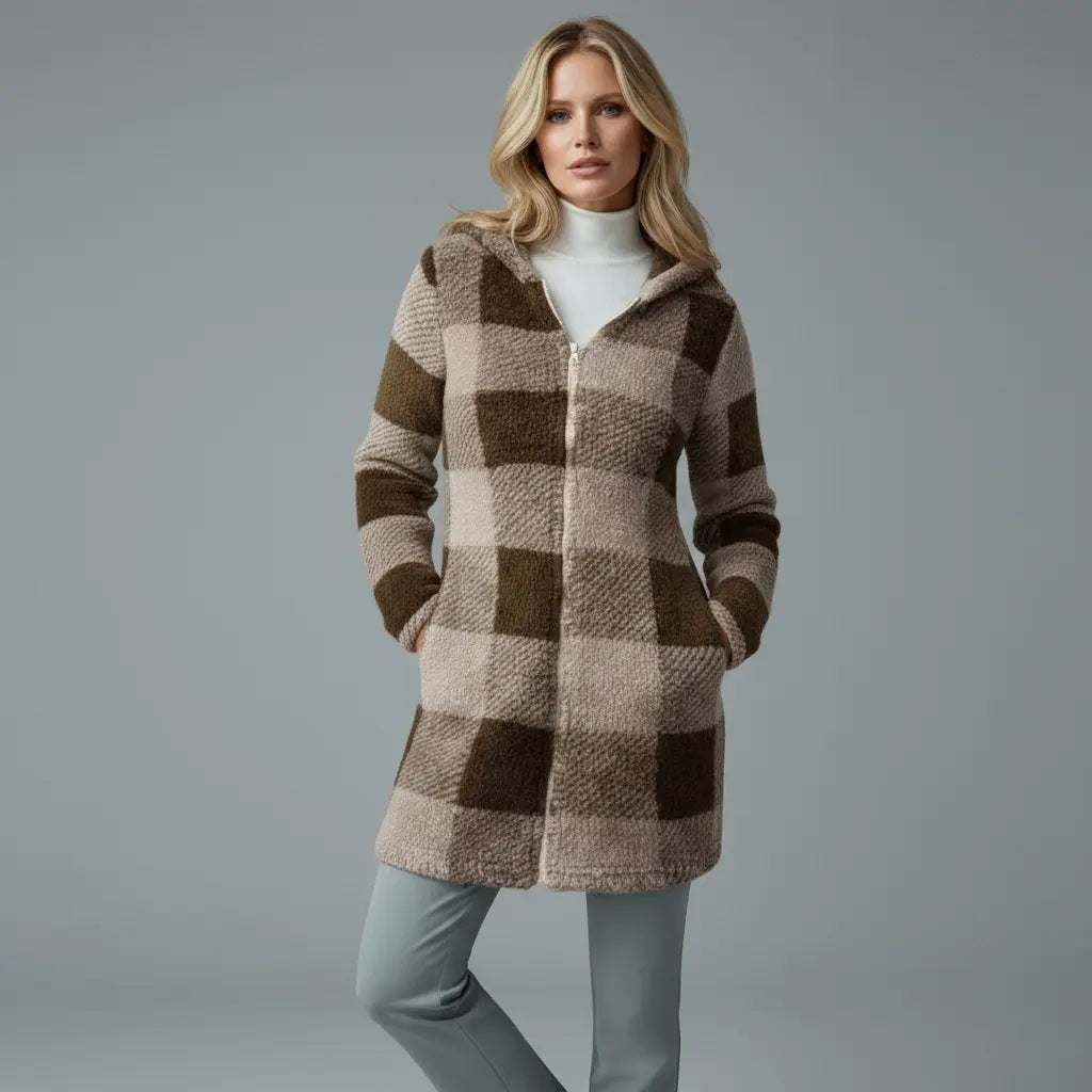 Willow | Plaid Fleece Hooded Coat