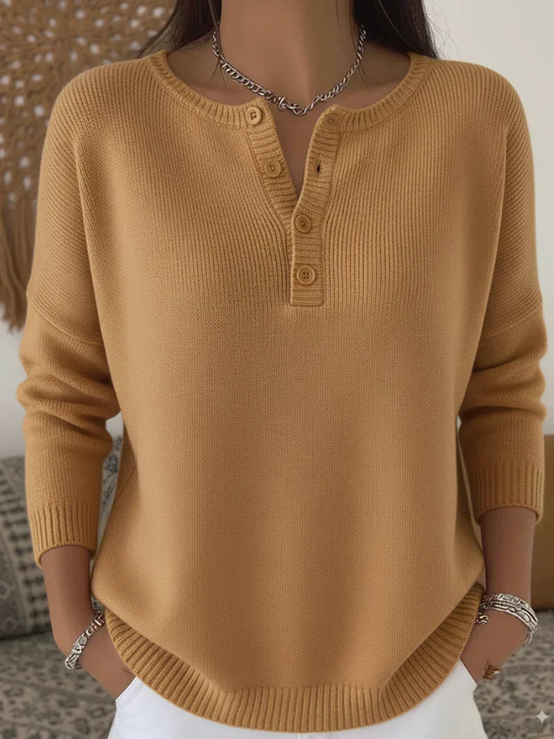 Helena™ | Henley Button-Up Knit Sweater — 7