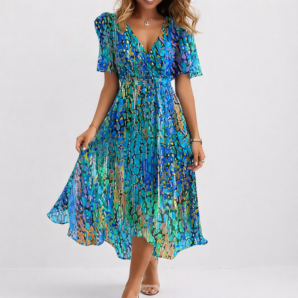 Saphir | Airy Coastal Blue Midi Dress