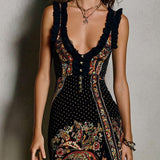 Deep V-Neck Bohemian Print Maxi Dress – Megan Dallas (2)