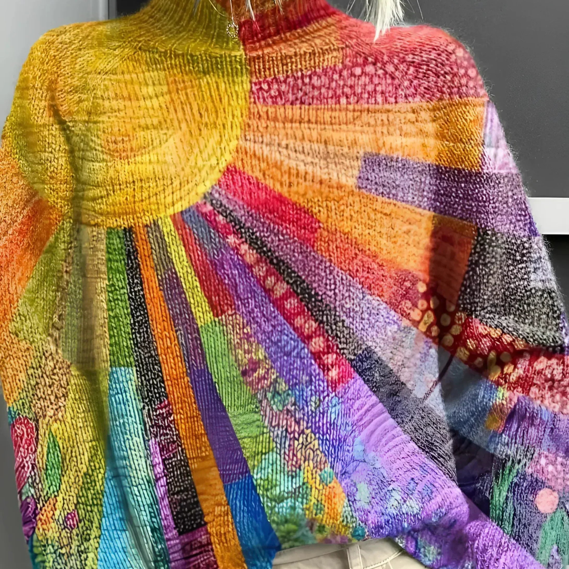 Ada - Cheerful Colorful Turtleneck Sweater — 1