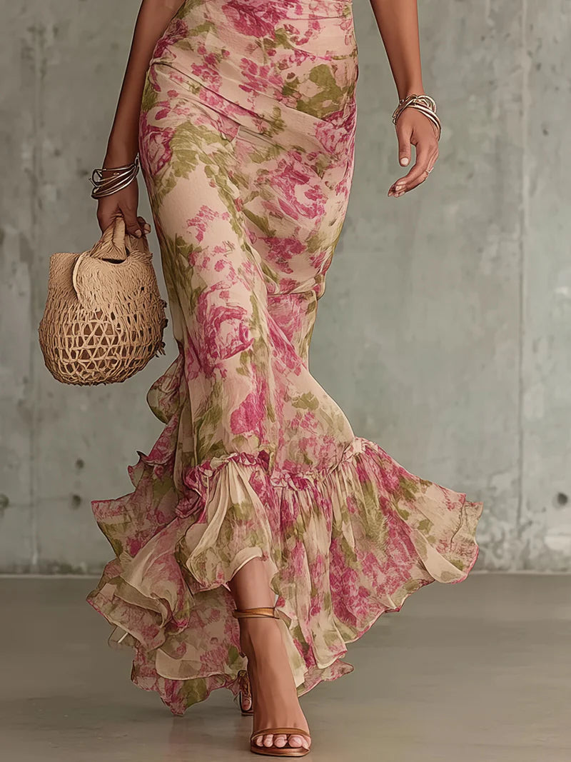 Vintage Rose Print Puff-Sleeve Maxi Dress – Megan Dallas (3)