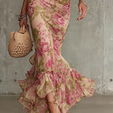 Vintage Rose Print Puff-Sleeve Maxi Dress – Megan Dallas (3)