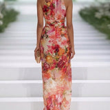 Red Floral Halter-Neck Chiffon Maxi Dress – Megan Dallas (2)