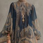 Navy Baroque Print Chiffon Mini Dress – Megan Dallas (4)