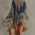 Navy Baroque Print Chiffon Mini Dress – Megan Dallas (1)