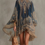 Navy Baroque Print Chiffon Mini Dress – Megan Dallas (1)
