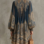 Navy Baroque Print Chiffon Mini Dress – Megan Dallas (2)