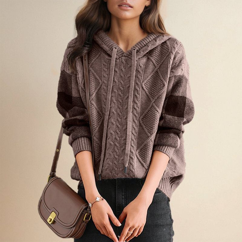 Emily | Cable Knit Hoodie Sweater — 4