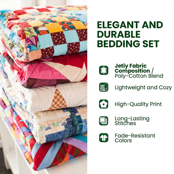 3-osainen tikattu vuodevaatesetti – Joulupukkihetki