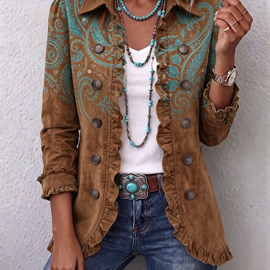 Goldenridge™ | Paisley Print Ruffle Jacket — 1