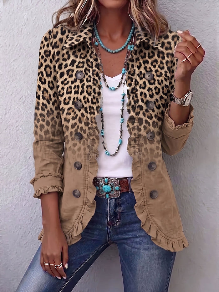 Tawny™ | Vintage Leopard Gradient Ruffle Jacket — 1