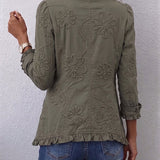 Kamberly™ | Boho-Chic Floral Embroidered Utility Ruffled Trim Jacket — 2