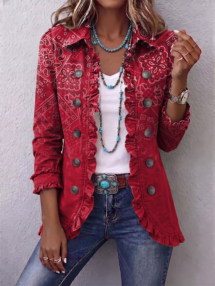 Criselle™ | Bohemian Paisley Ombré Print Ruffled Jacket — 1
