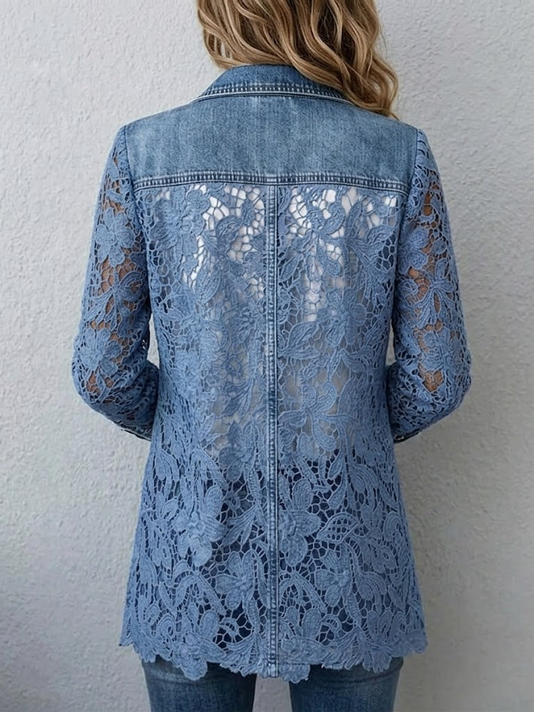 Lacinda™ | Blazer Jacket with Floral Lace Paneling — 2