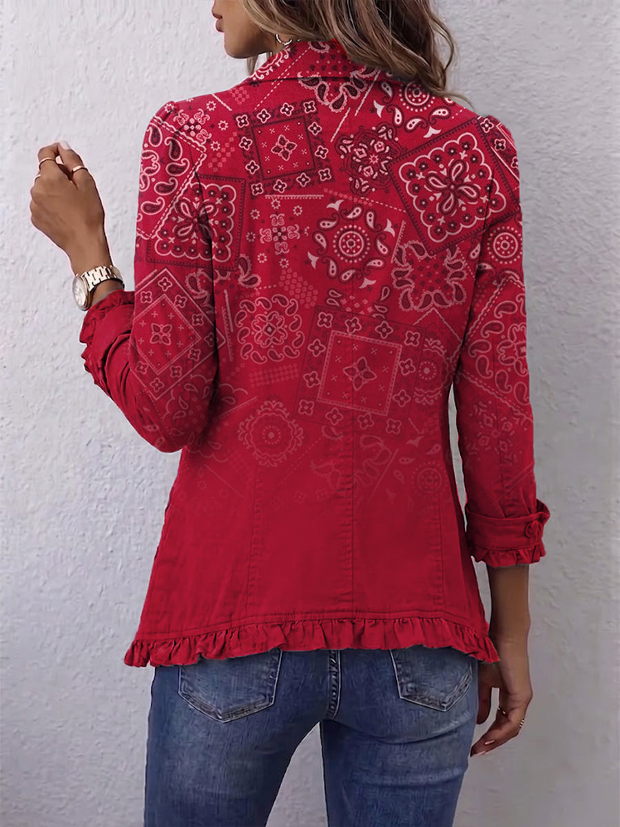 Criselle™ | Bohemian Paisley Ombré Print Ruffled Jacket — 2